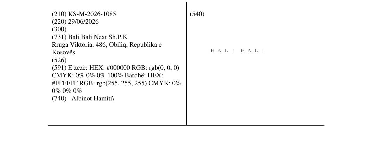 Zëri i markës KS/M/2026/1085 në buletin
