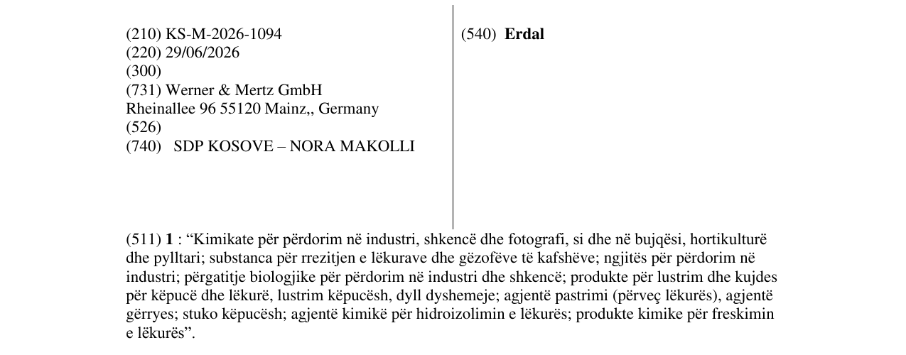 Zëri i markës Erdal në buletin