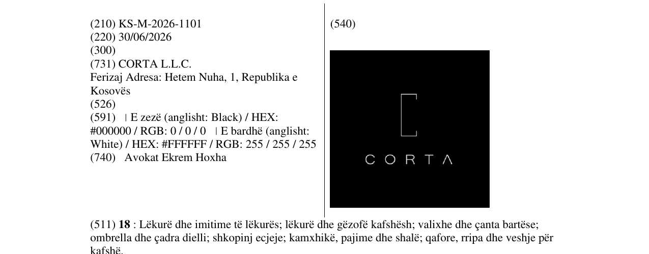 Zëri i markës KS/M/2026/1101 në buletin