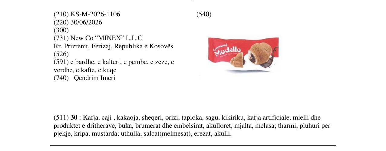 Zëri i markës KS/M/2026/1106 në buletin