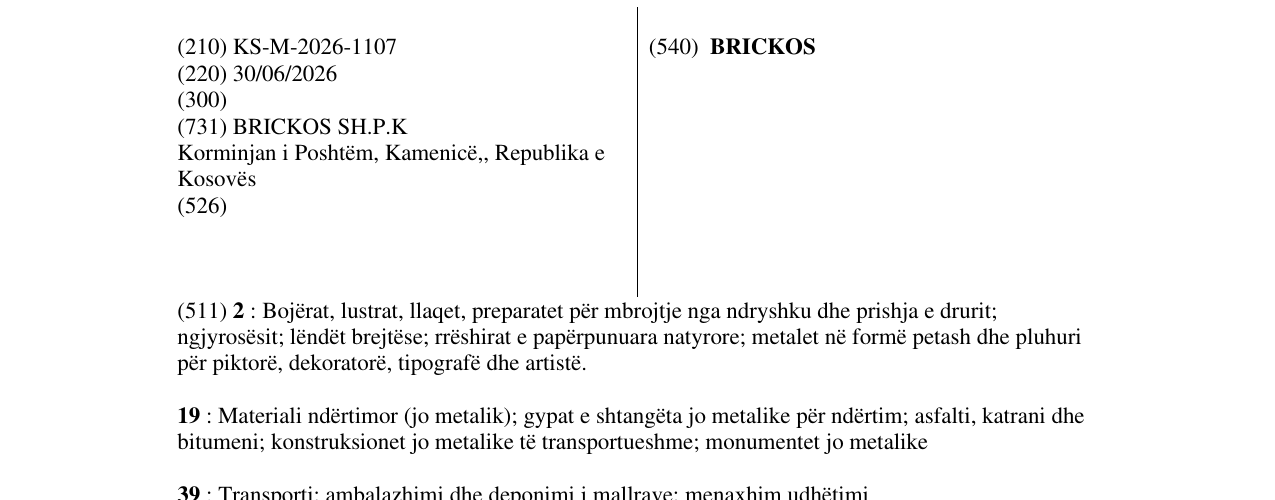 Zëri i markës BRICKOS në buletin