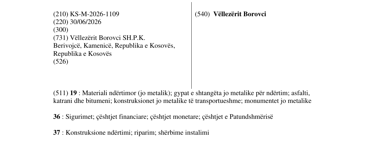 Zëri i markës Vëllezërit Borovci në buletin