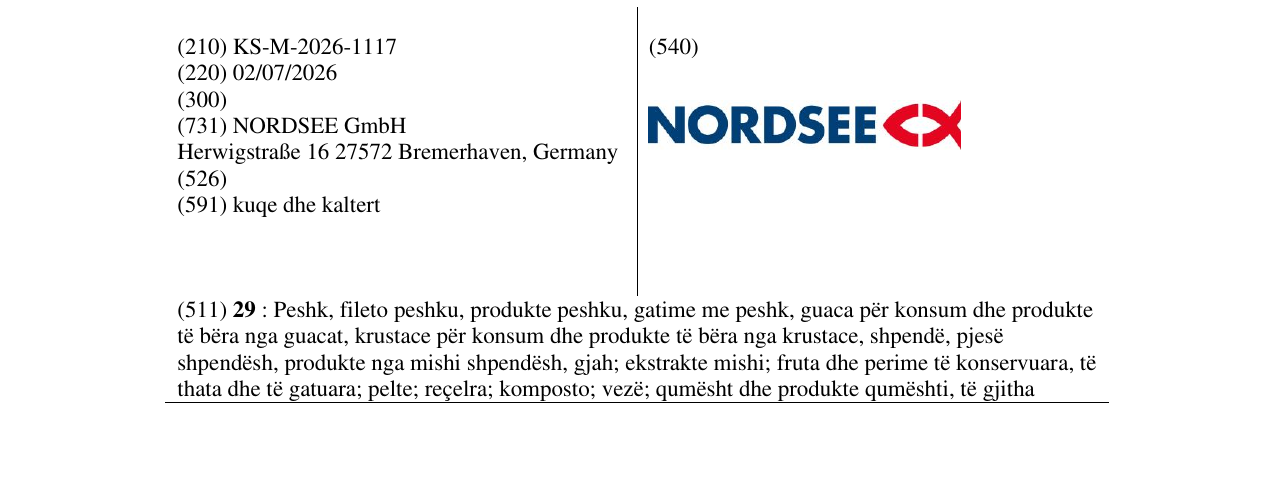 Zëri i markës KS/M/2026/1117 në buletin
