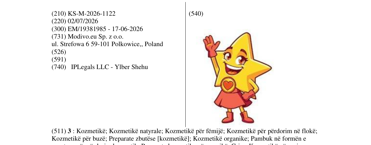 Zëri i markës KS/M/2026/1122 në buletin