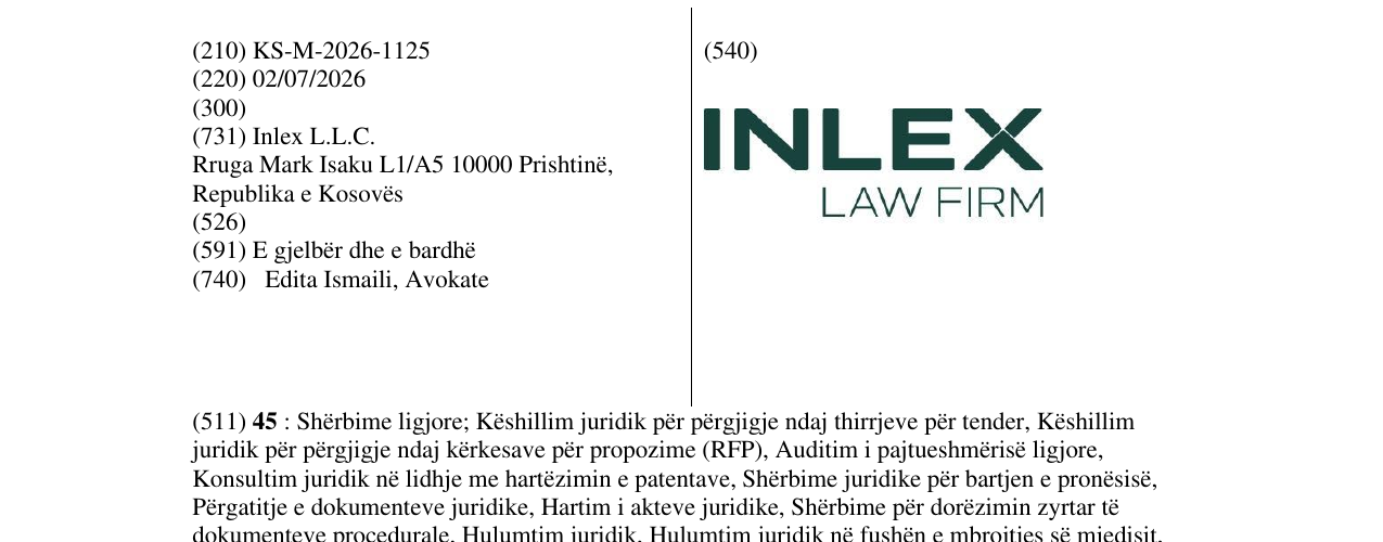Zëri i markës KS/M/2026/1125 në buletin