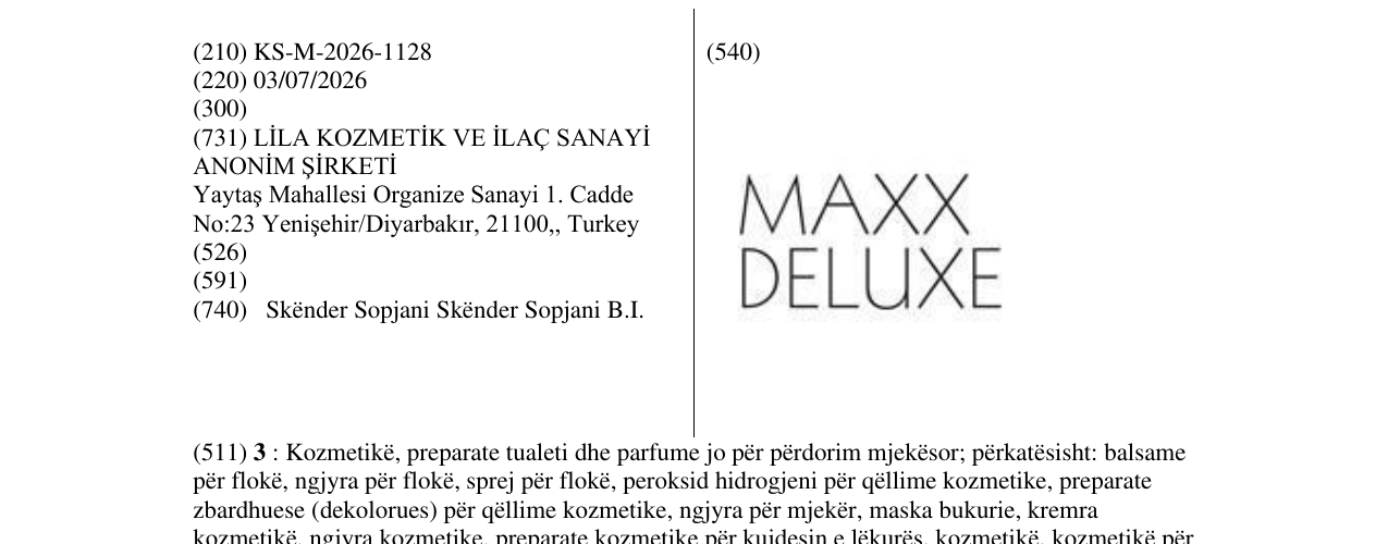 Zëri i markës KS/M/2026/1128 në buletin