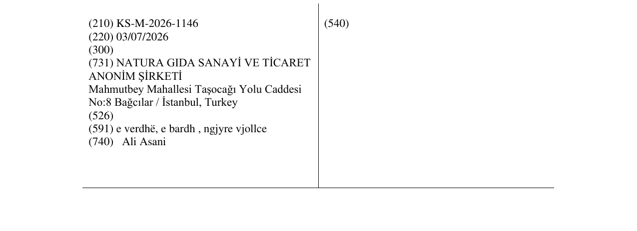 Zëri i markës KS/M/2026/1146 në buletin