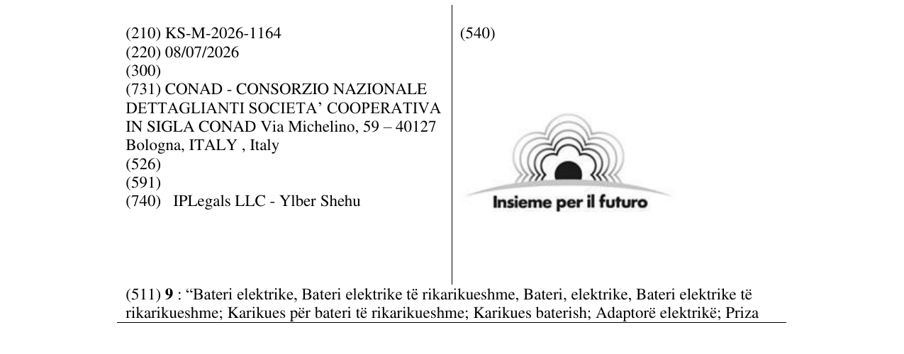 Zëri i markës KS/M/2026/1164 në buletin