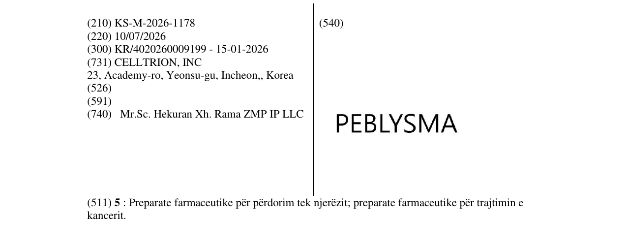 Zëri i markës KS/M/2026/1178 në buletin