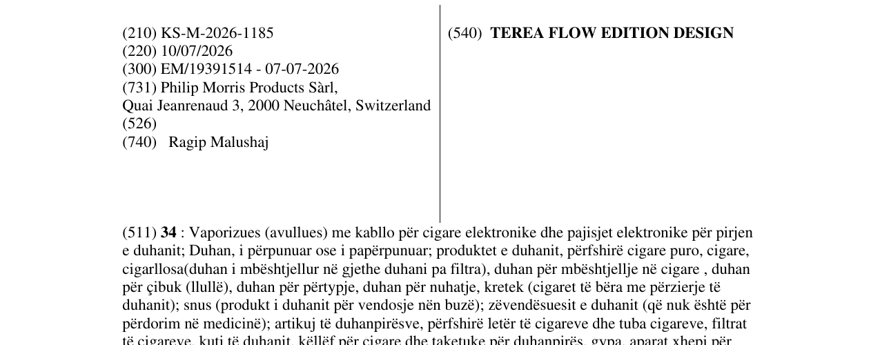 Zëri i markës TEREA FLOW EDITION DESIGN në buletin