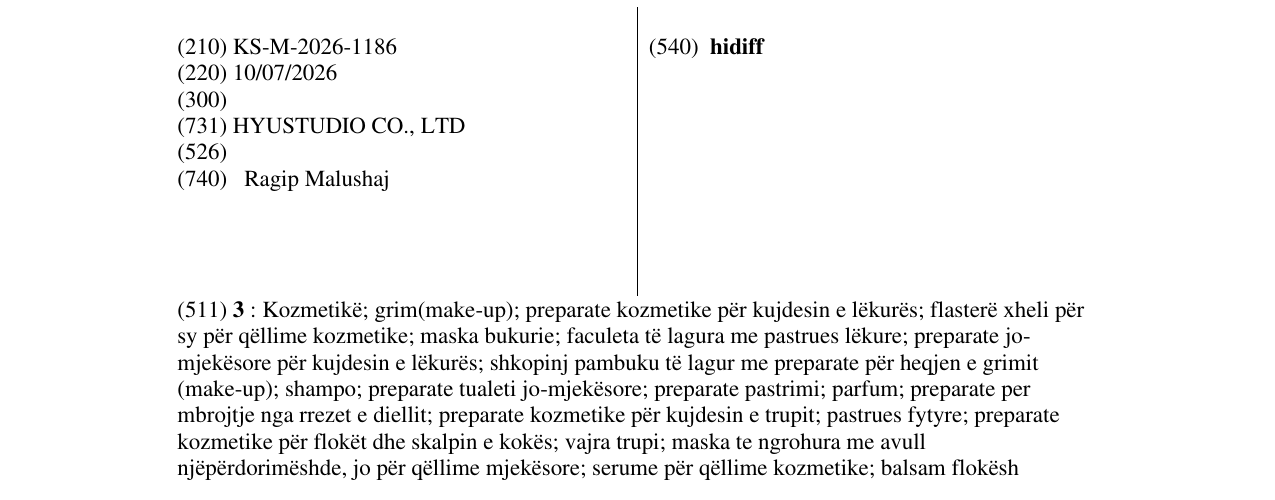 Zëri i markës hidiff në buletin