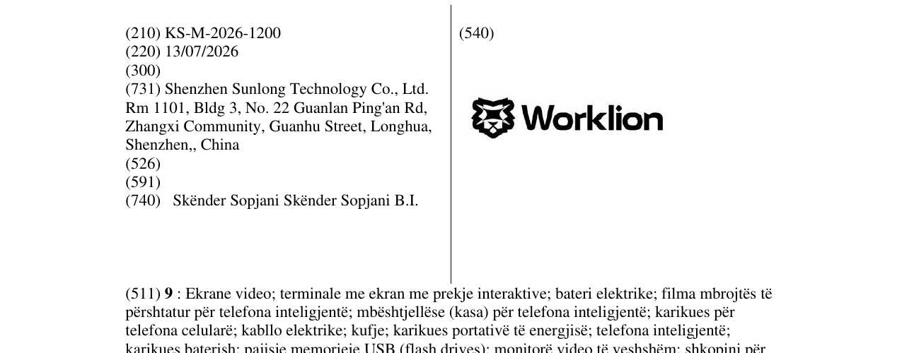Zëri i markës KS/M/2026/1200 në buletin
