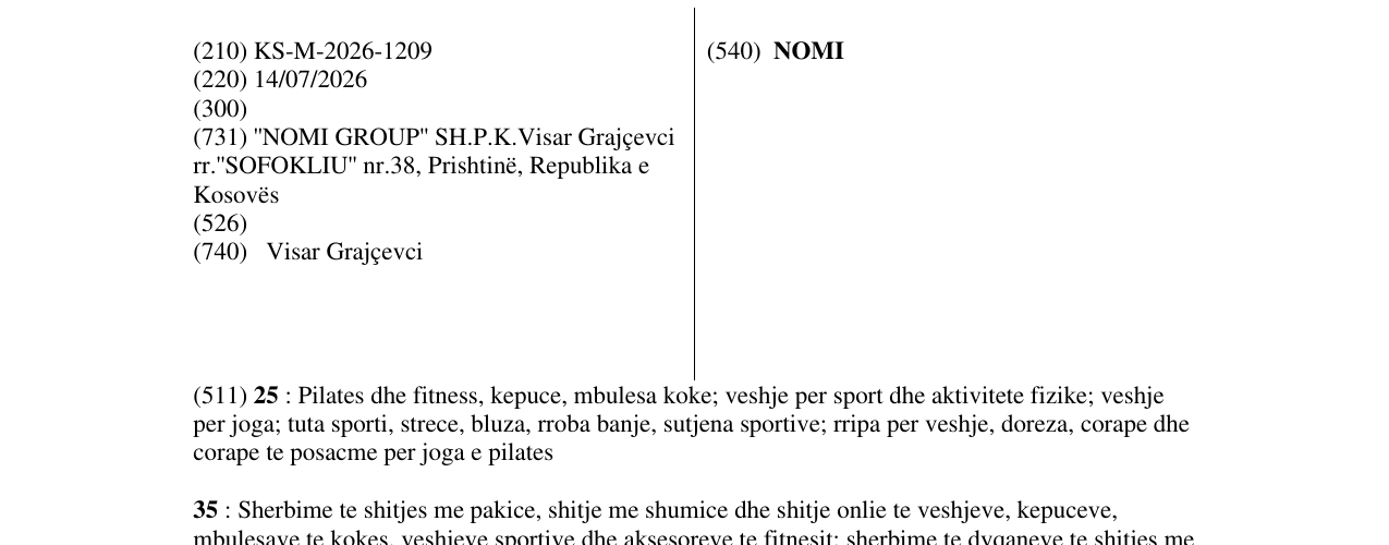 Zëri i markës NOMI në buletin