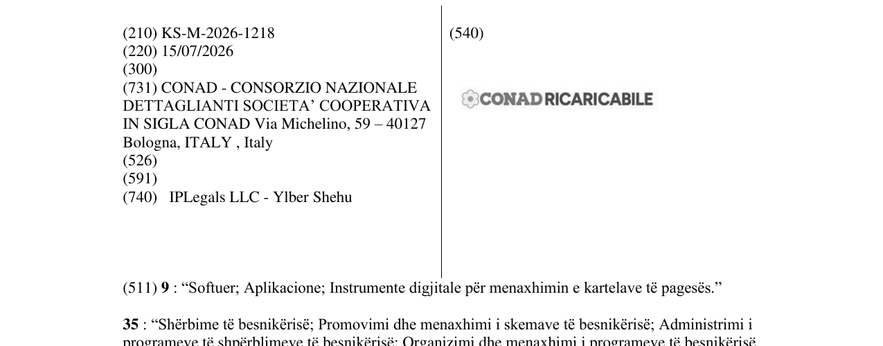 Zëri i markës KS/M/2026/1218 në buletin