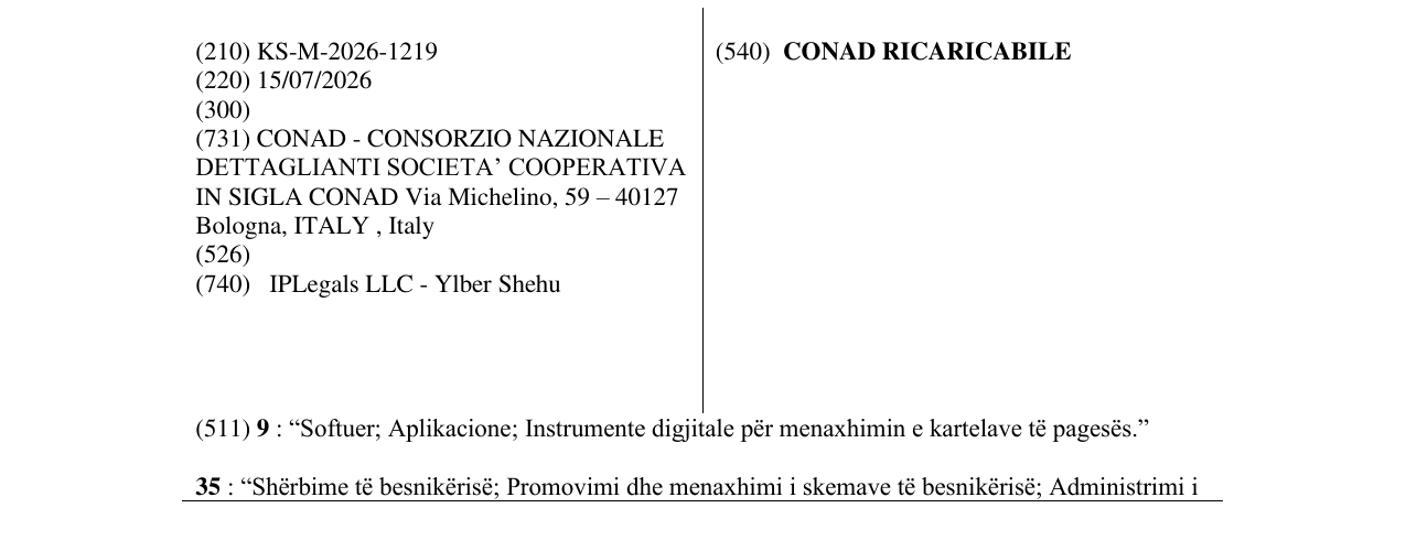 Zëri i markës CONAD RICARICABILE në buletin