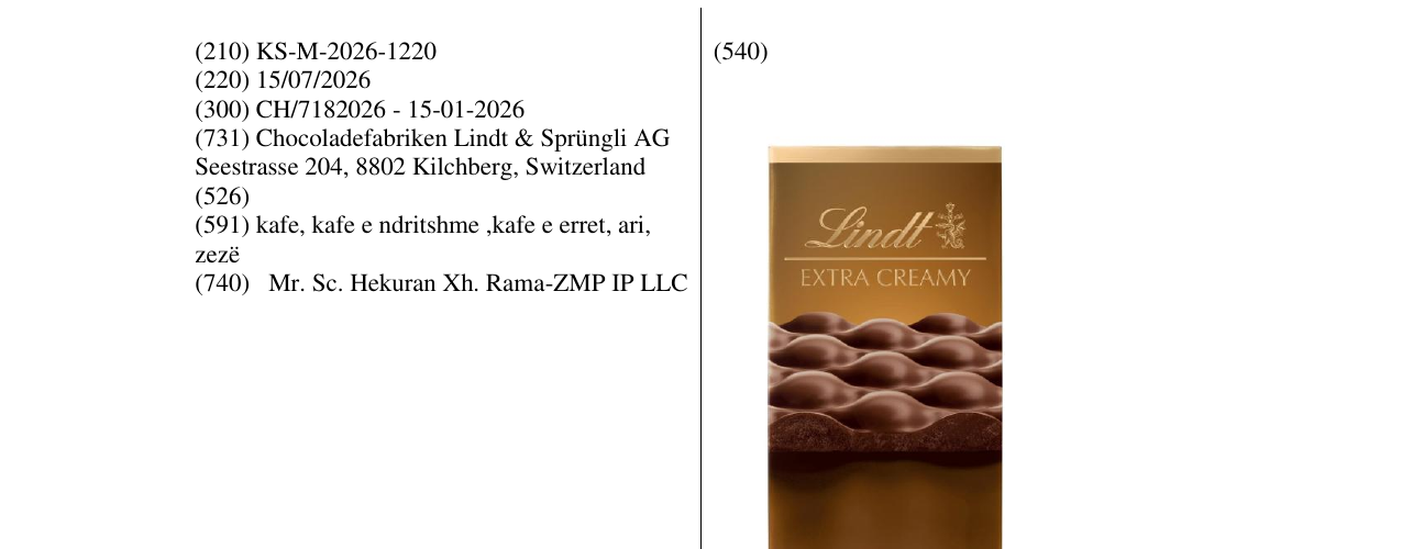 Zëri i markës KS/M/2026/1220 në buletin