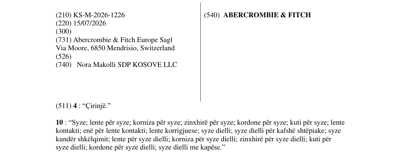 Zëri i markës ABERCROMBIE & FITCH në buletin