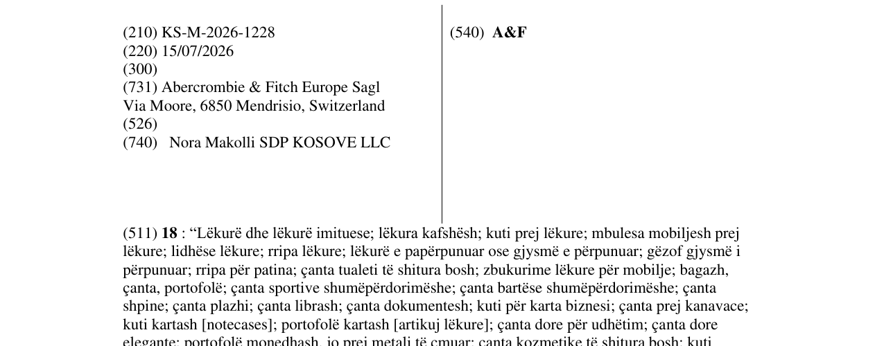 Zëri i markës A&F në buletin