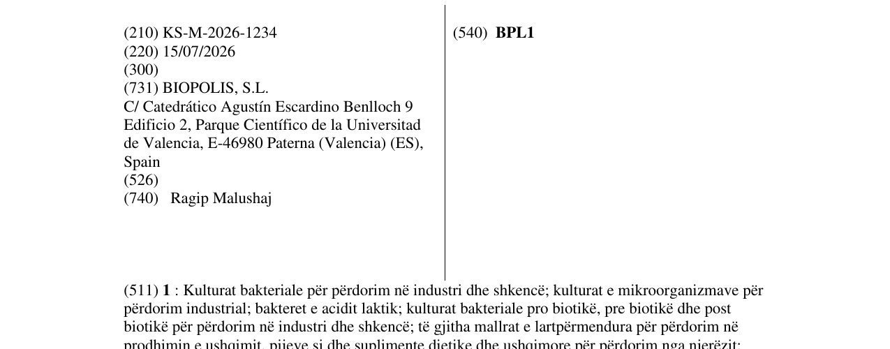 Zëri i markës BPL1 në buletin