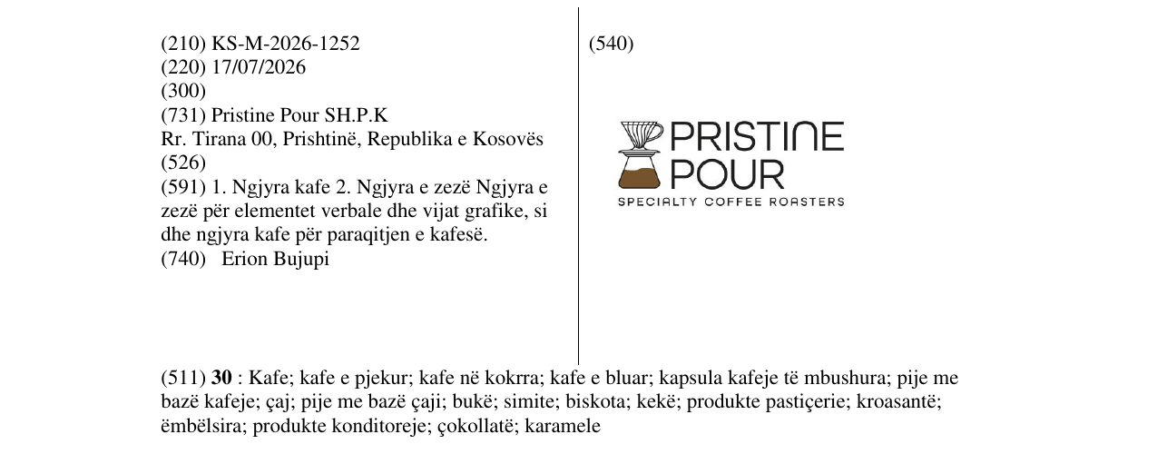 Zëri i markës KS/M/2026/1252 në buletin