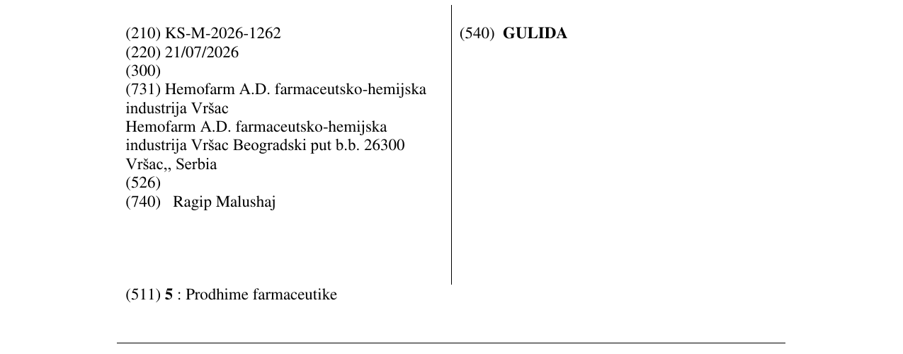 Zëri i markës GULIDA në buletin
