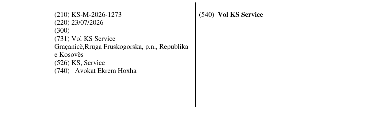Zëri i markës Vol KS Service në buletin