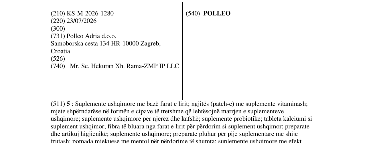 Zëri i markës POLLEO në buletin