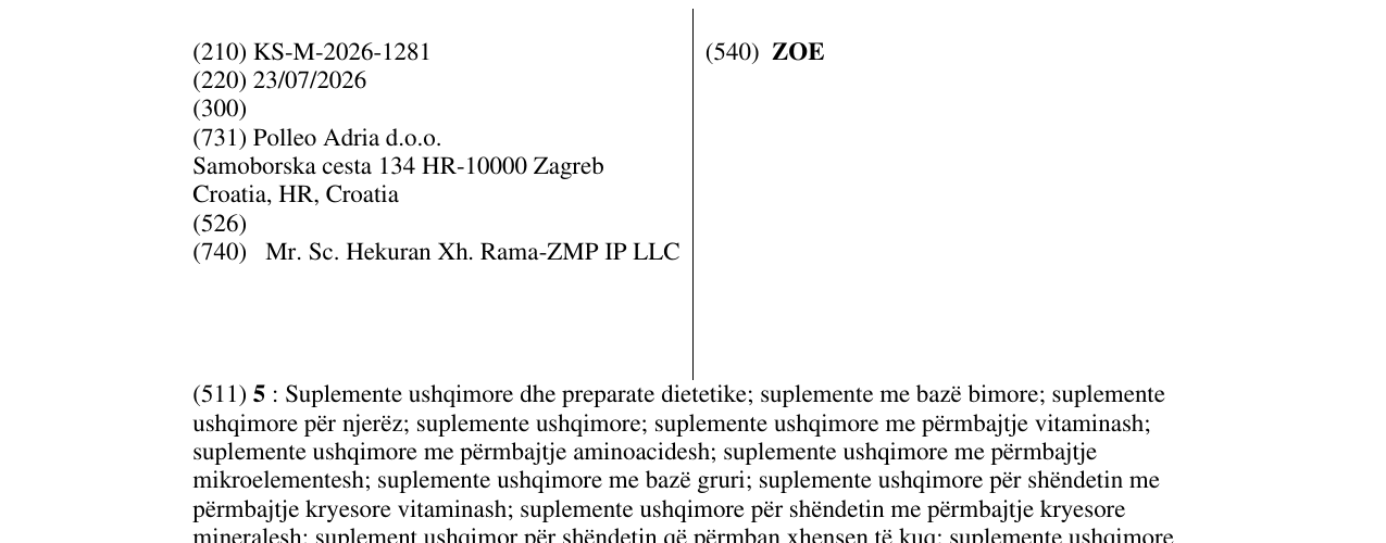 Zëri i markës ZOE në buletin