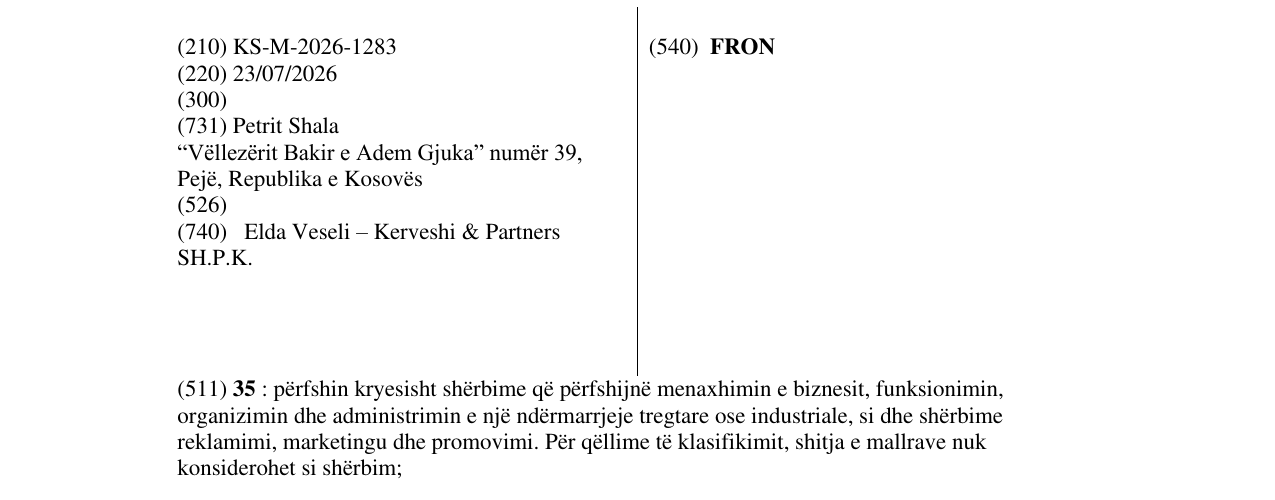 Zëri i markës FRON në buletin