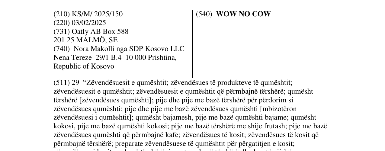 Zëri i markës WOW NO COW në buletin