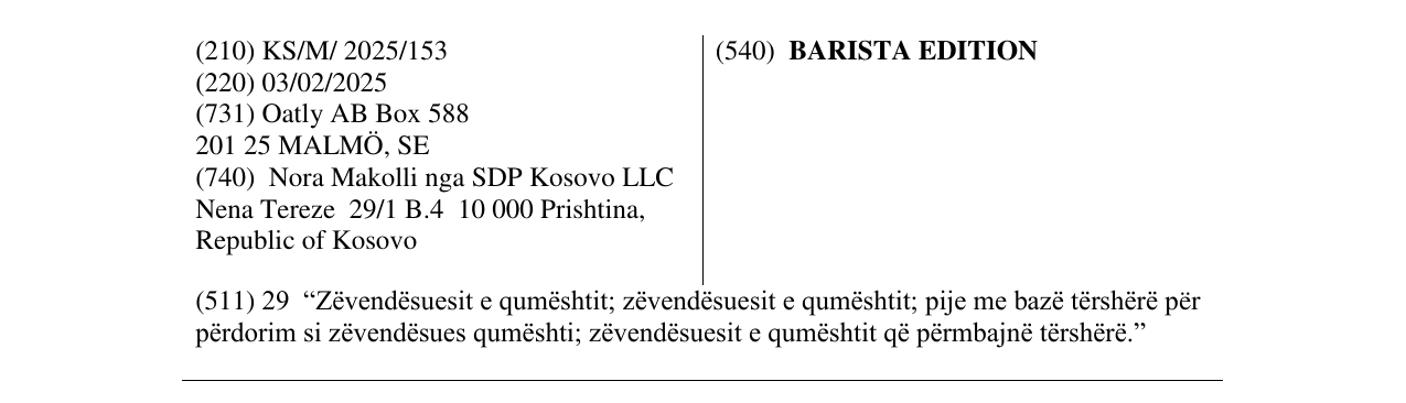 Zëri i markës BARISTA EDITION në buletin