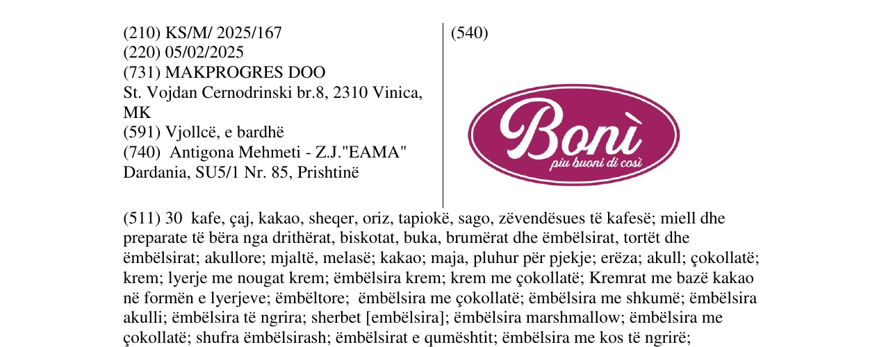 Zëri i markës Boni në buletin
