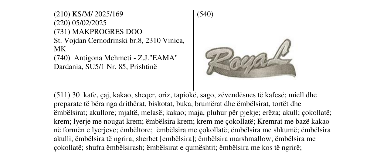 Zëri i markës RoyaL në buletin