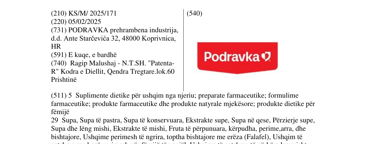 Zëri i markës Podravka në buletin