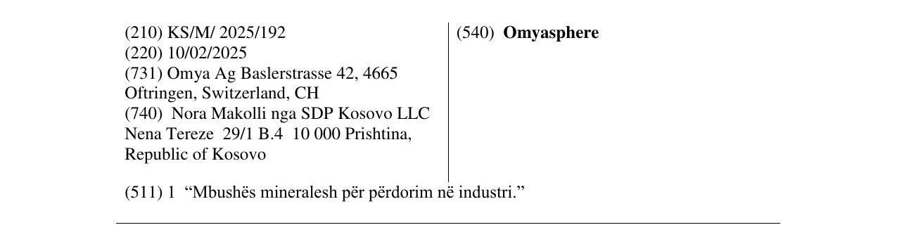 Zëri i markës Omyasphere në buletin