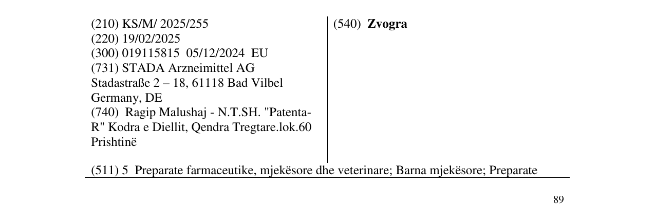 Zëri i markës Zvogra në buletin