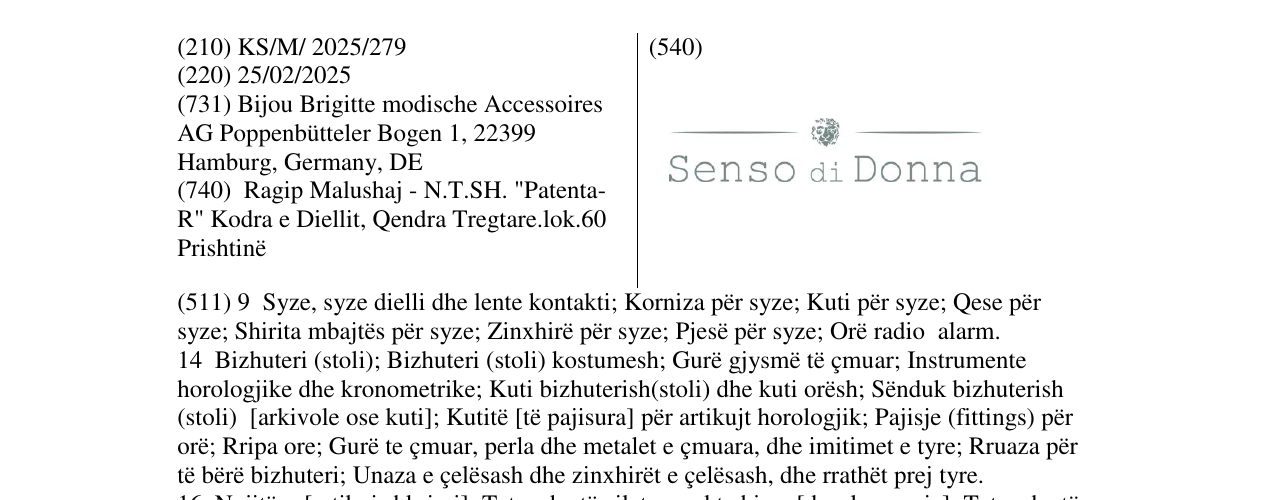 Zëri i markës Senso di Donna në buletin