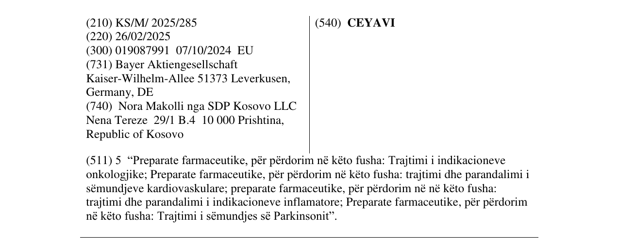 Zëri i markës CEYAVI në buletin