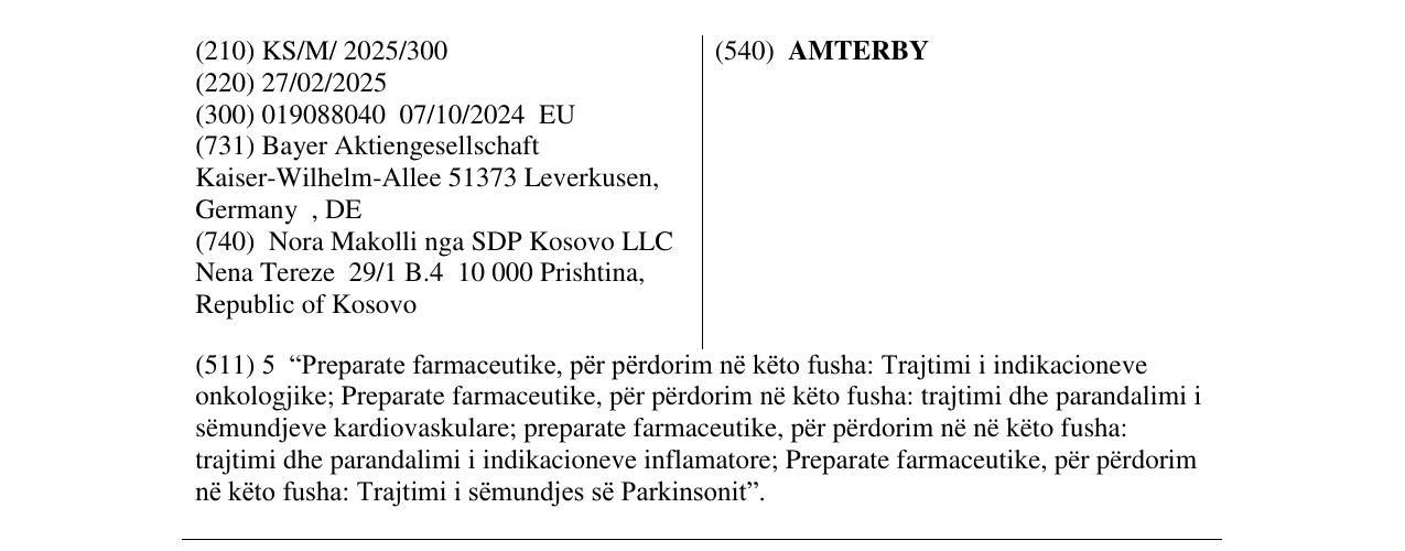 Zëri i markës AMTERBY në buletin