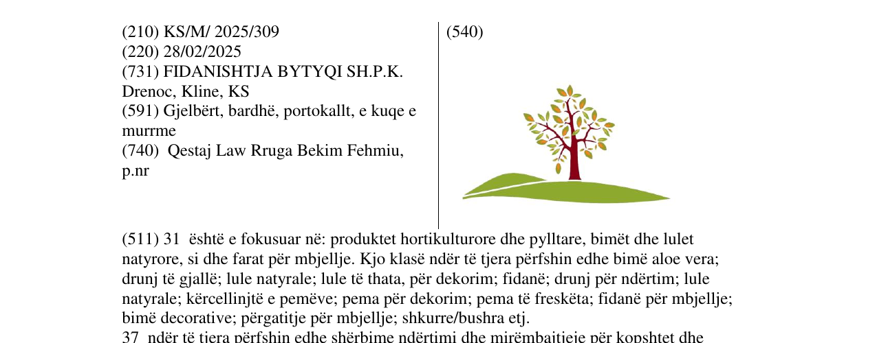 Zëri i markës FIDANISHTJA BYTYQI në buletin