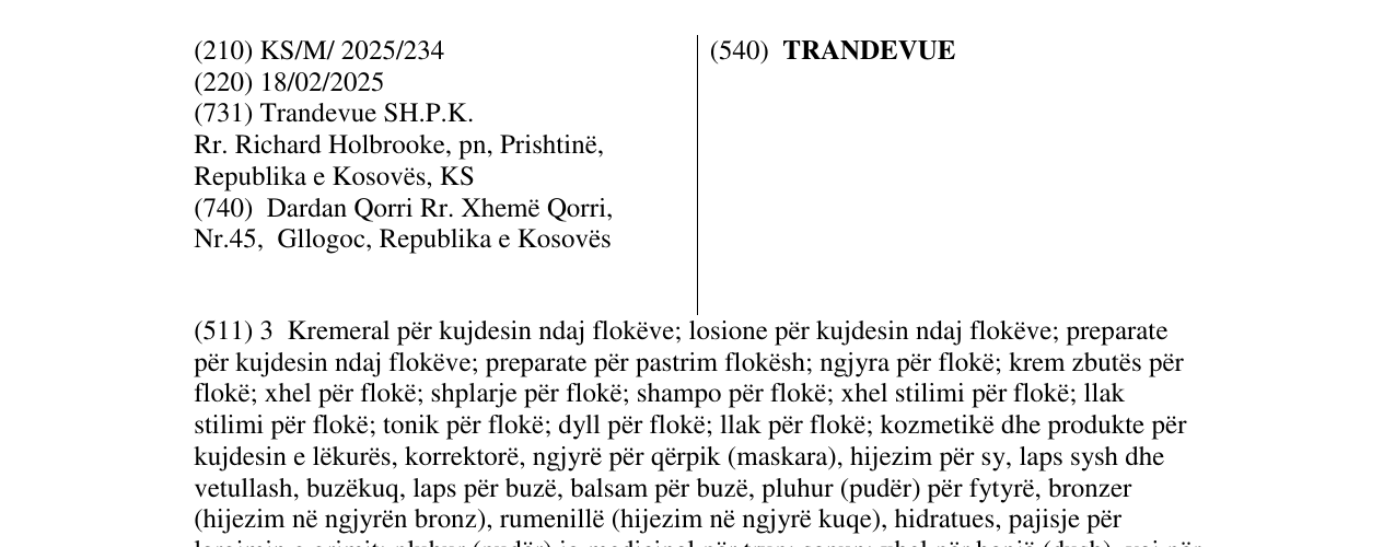 Zëri i markës TRANDEVUE në buletin
