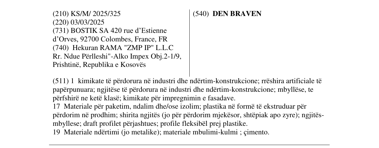 Zëri i markës DEN BRAVEN në buletin