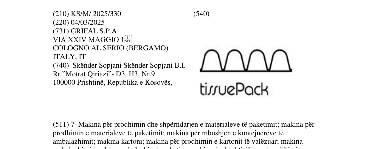 Zëri i markës tissue Pack në buletin