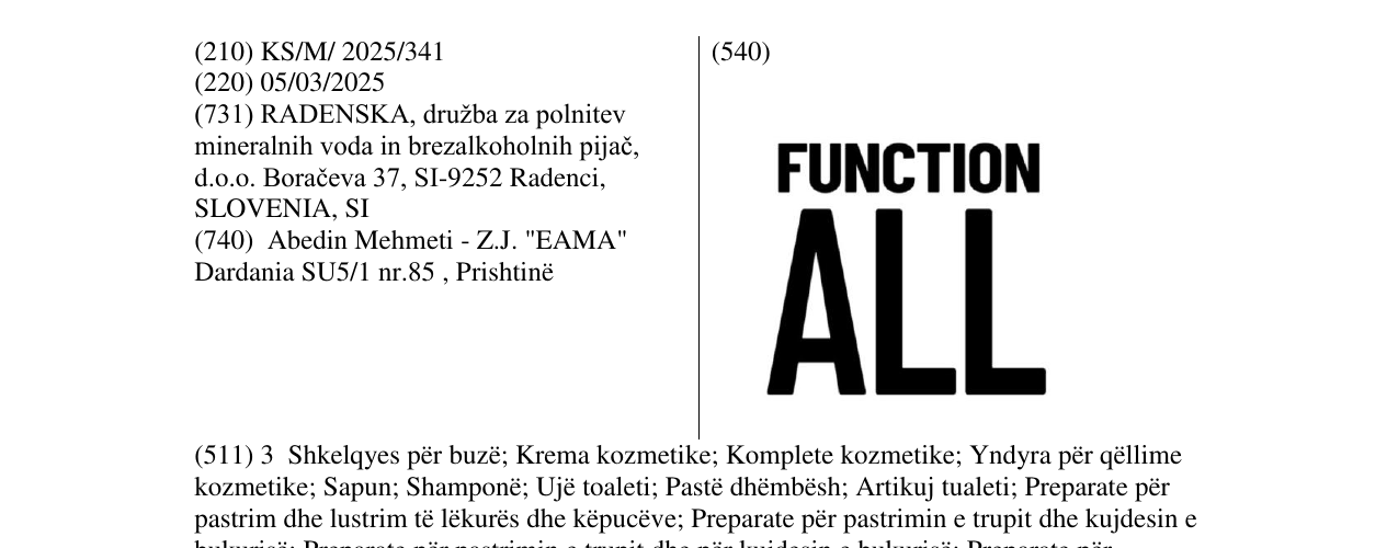 Zëri i markës FUNCTION ALL në buletin