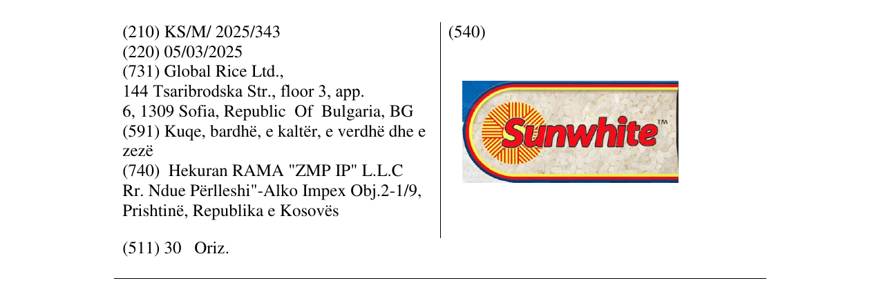 Zëri i markës Sunwhite në buletin
