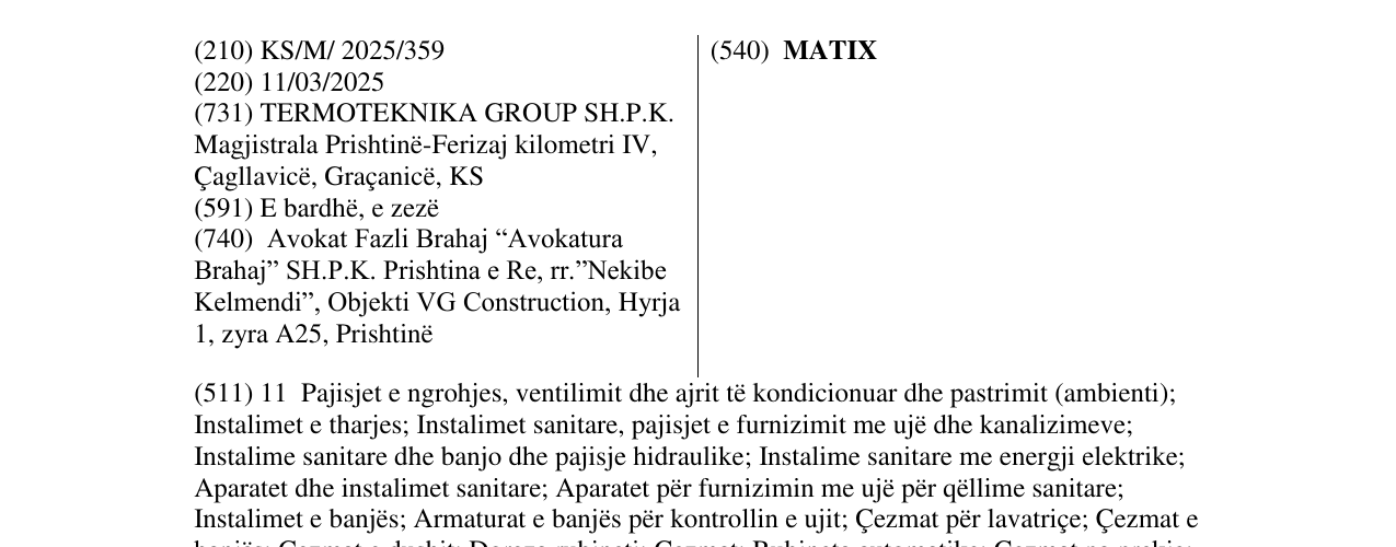 Zëri i markës MATIX në buletin
