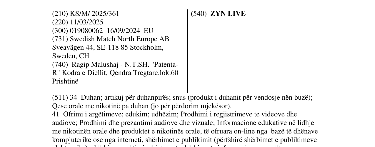 Zëri i markës ZYN LIVE në buletin