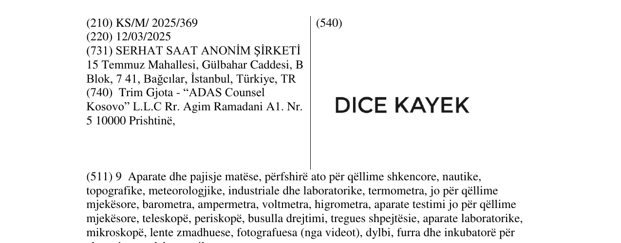 Zëri i markës DICE KAYEK në buletin