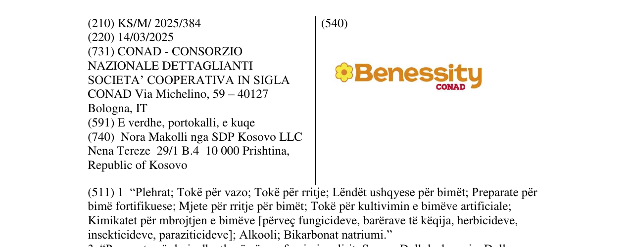 Zëri i markës Benesity CONAD në buletin