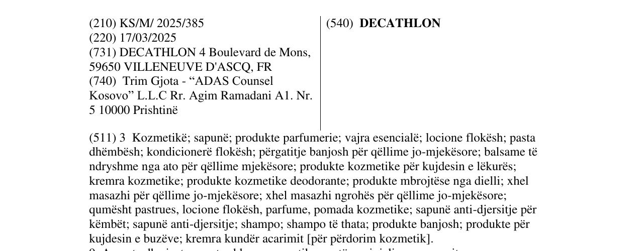 Zëri i markës DECATHLON në buletin